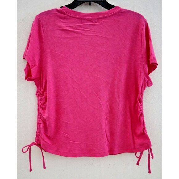 Sanctuary CT3342XK6 Women's Sz Large Tart Pink Side Drawstring Crew Neck T-Shirt - Picture 2 of 7